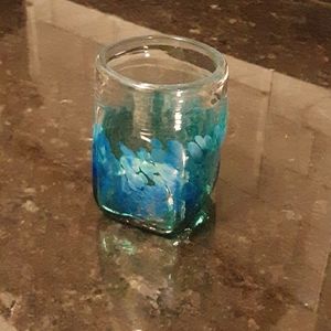 Teal glass cup